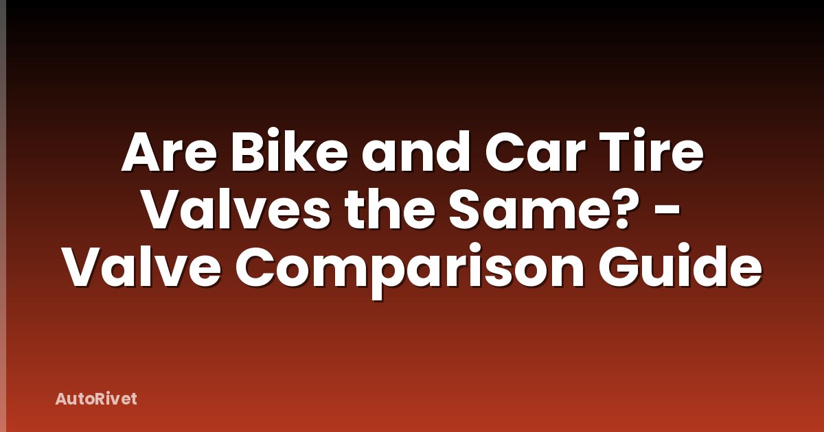 Are Bike and Car Tire Valves the Same? - Valve Comparison Guide
