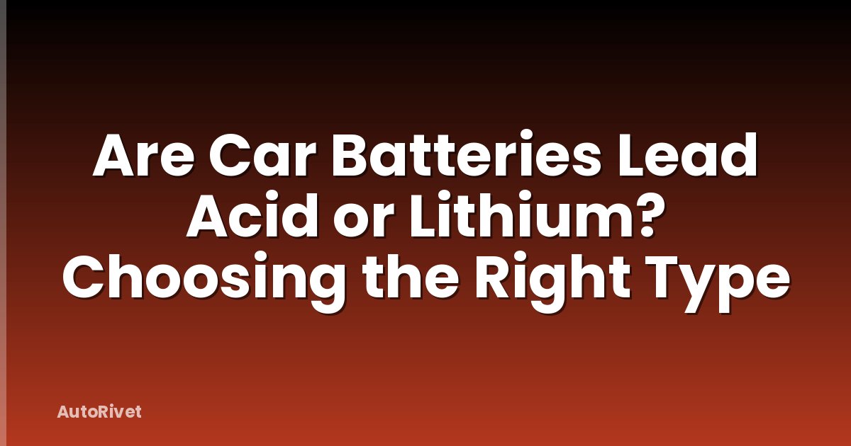 Are Car Batteries Lead Acid or Lithium? Choosing the Right Type