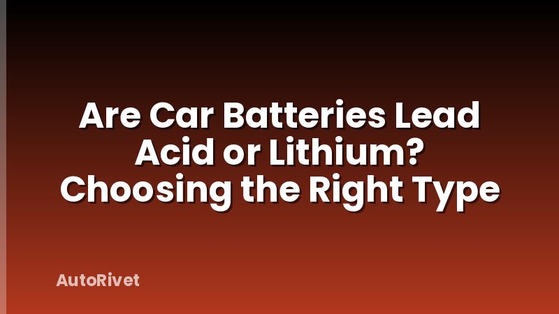 Are Car Batteries Lead Acid or Lithium? Choosing the Right Type