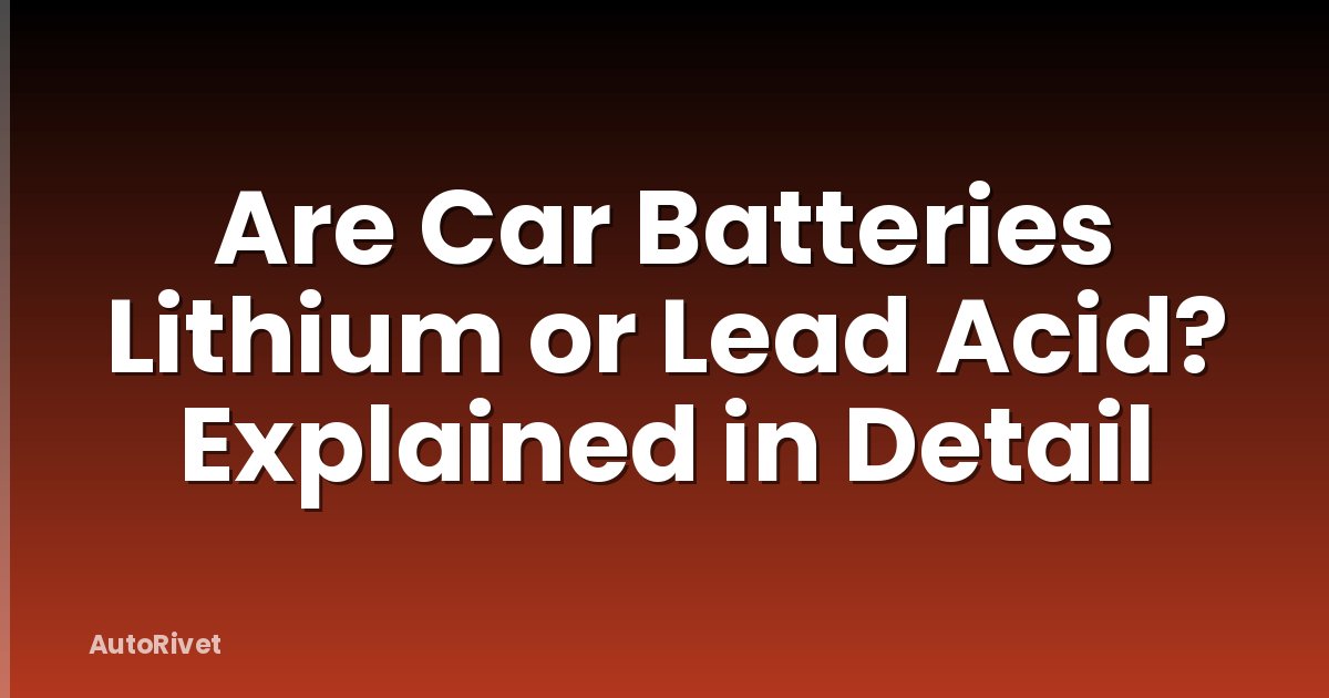 Are Car Batteries Lithium or Lead Acid? Explained in Detail