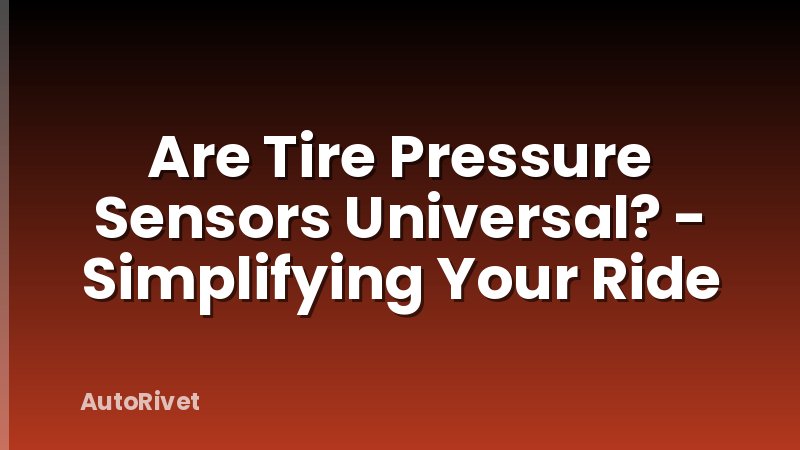 Are Tire Pressure Sensors Universal? - Simplifying Your Ride