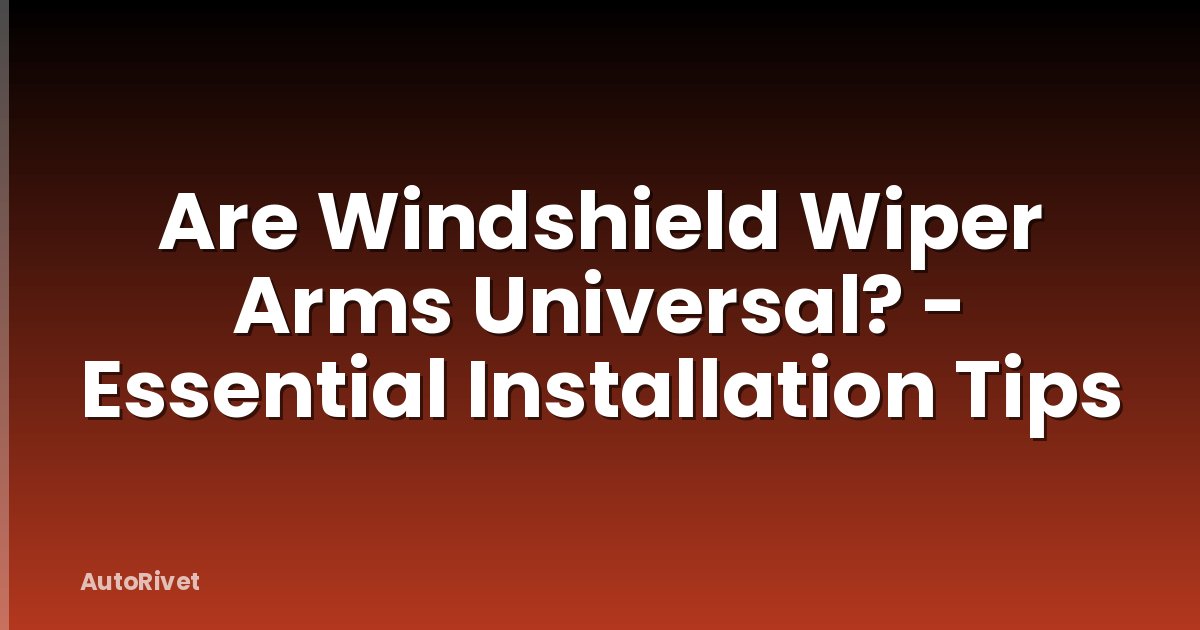 Are Windshield Wiper Arms Universal? - Essential Installation Tips
