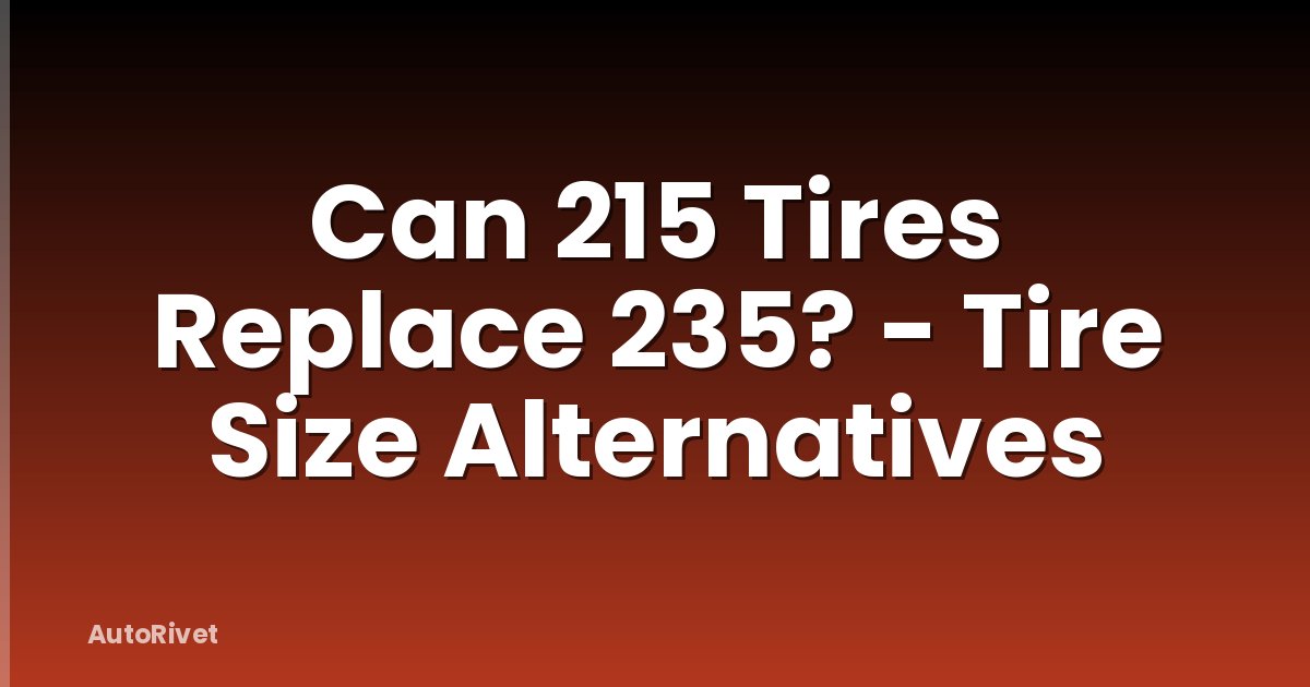 Can 215 Tires Replace 235? - Tire Size Alternatives