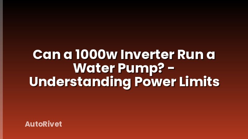 Can a 1000w Inverter Run a Water Pump? - Understanding Power Limits