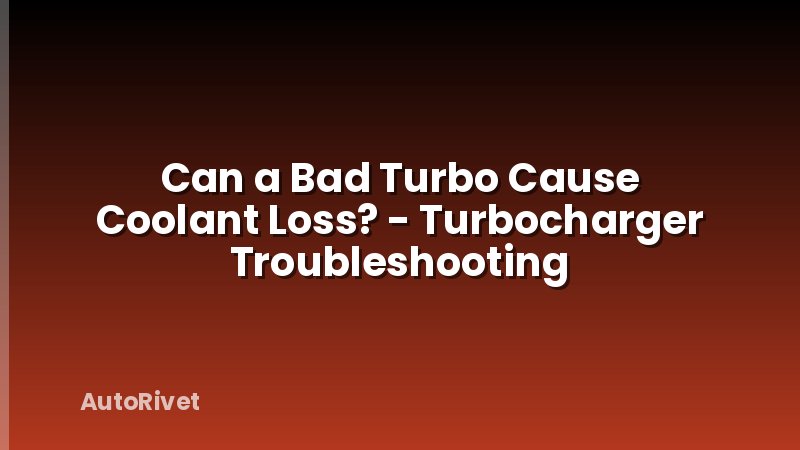 Can a Bad Turbo Cause Coolant Loss? - Turbocharger Troubleshooting
