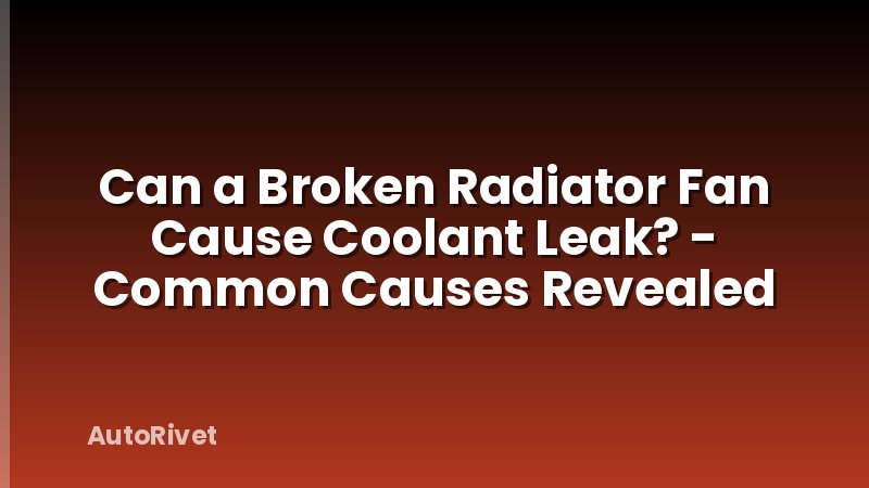Can a Broken Radiator Fan Cause Coolant Leak? - Common Causes Revealed