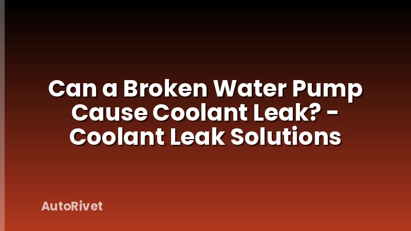 Can a Broken Water Pump Cause Coolant Leak? - Coolant Leak Solutions