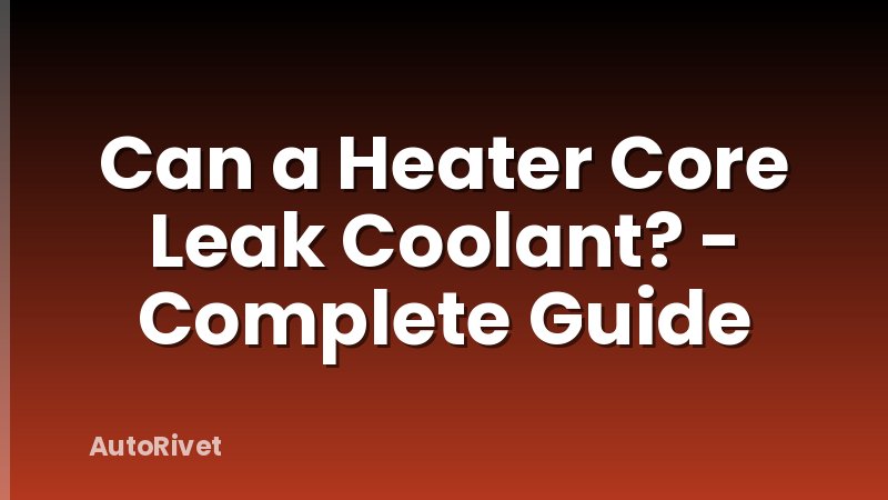 Can a Heater Core Leak Coolant? - Complete Guide