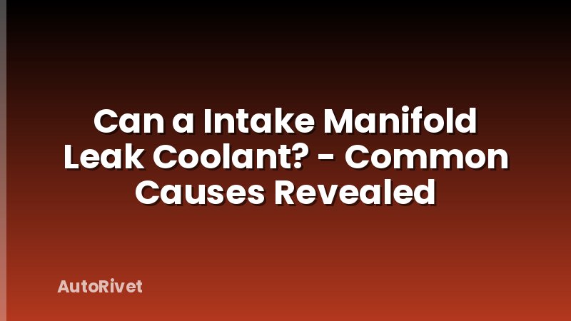 Can a Intake Manifold Leak Coolant? - Common Causes Revealed