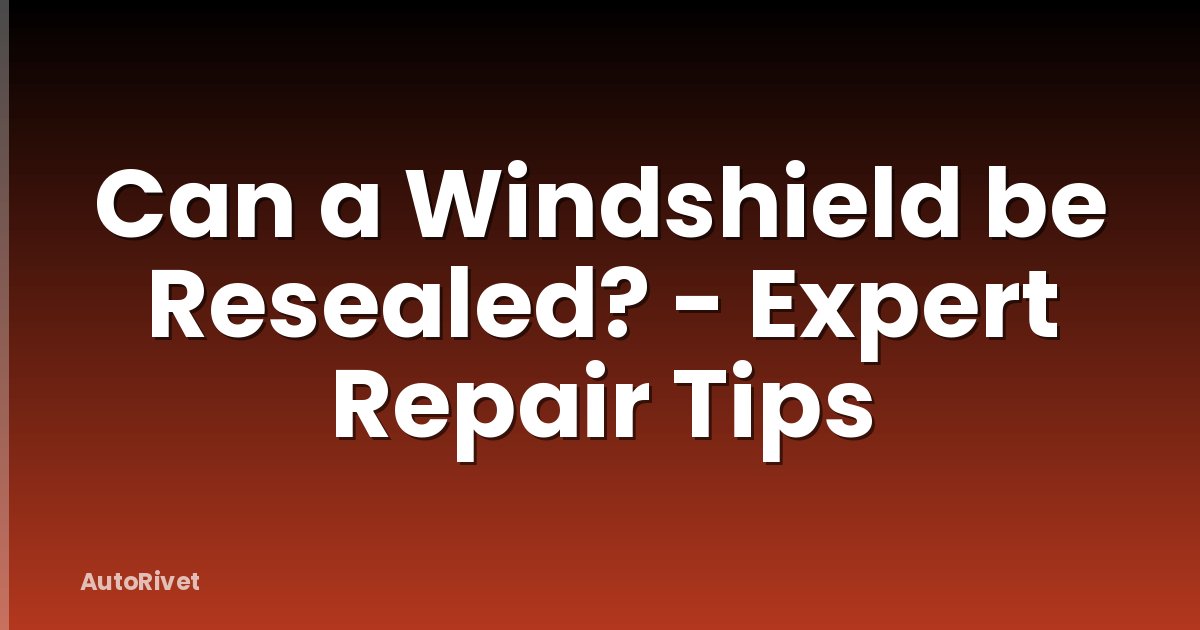 Can a Windshield be Resealed? - Expert Repair Tips
