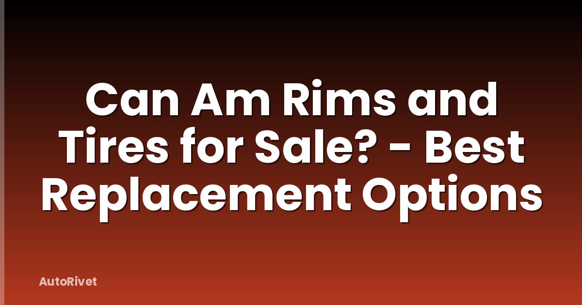 Can Am Rims and Tires for Sale? - Best Replacement Options