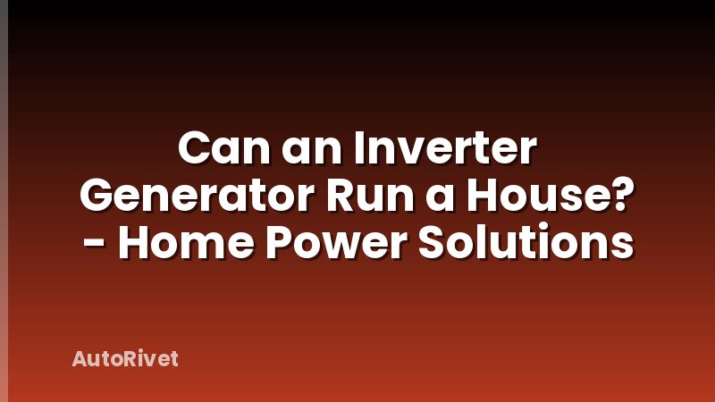 Can an Inverter Generator Run a House? - Home Power Solutions