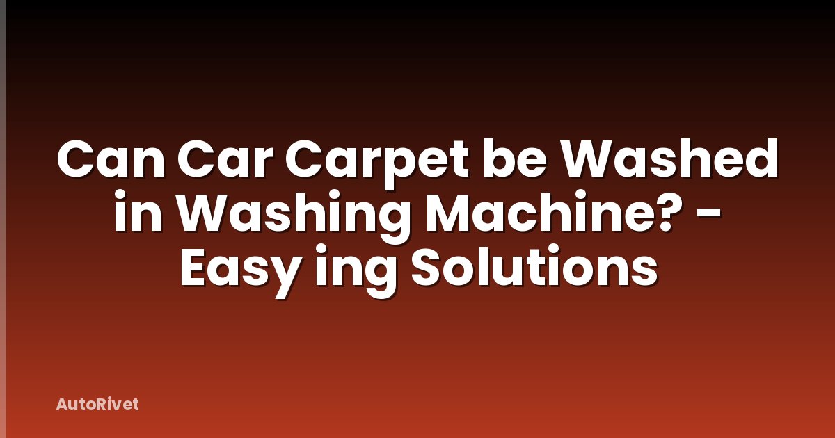 Can Car Carpet be Washed in Washing Machine? - Easy ing Solutions