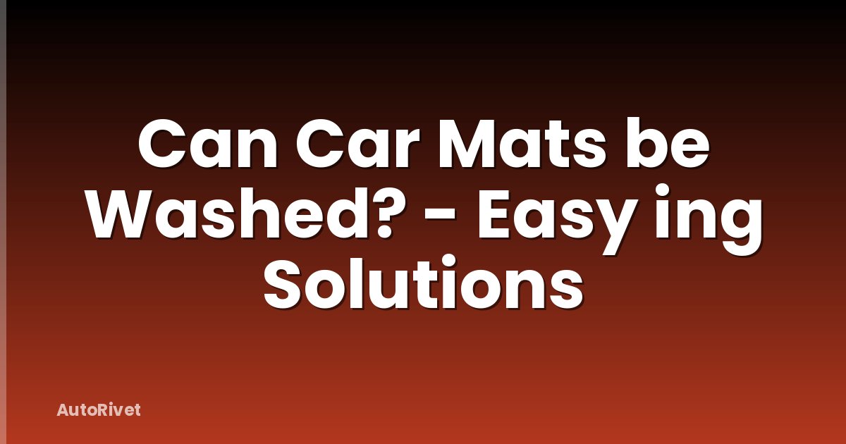Can Car Mats be Washed? - Easy ing Solutions