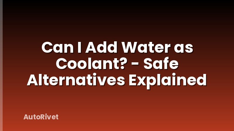 Can I Add Water as Coolant? - Safe Alternatives Explained