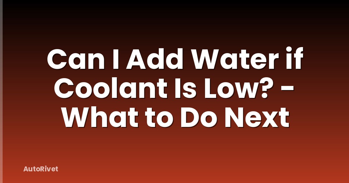 Can I Add Water if Coolant Is Low? - What to Do Next