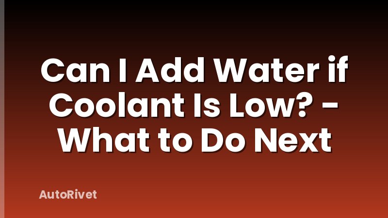 Can I Add Water if Coolant Is Low? - What to Do Next
