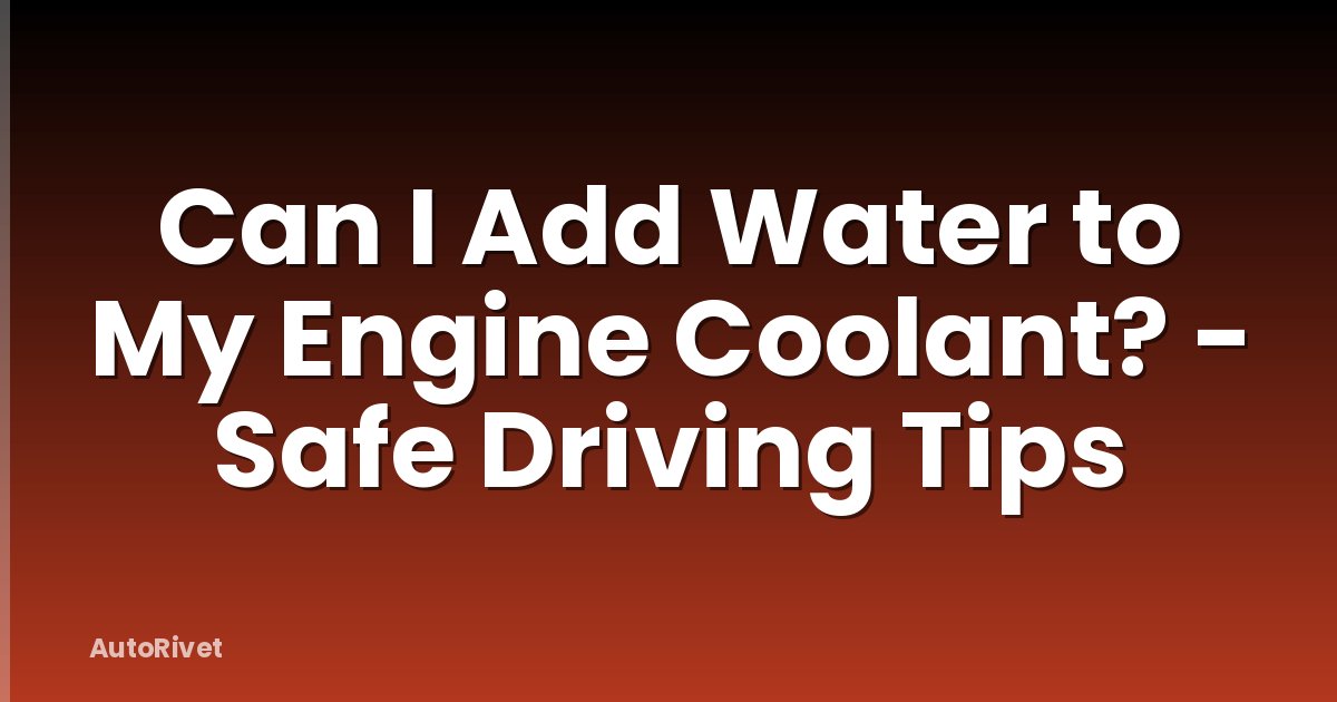 Can I Add Water to My Engine Coolant? - Safe Driving Tips