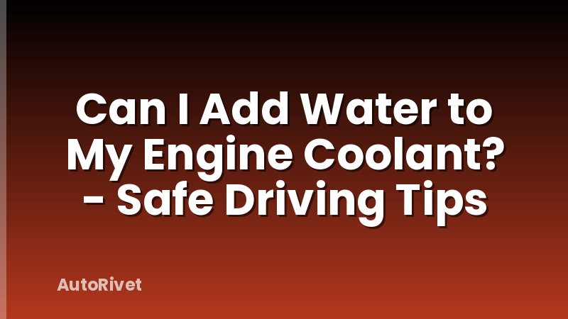 Can I Add Water to My Engine Coolant? - Safe Driving Tips