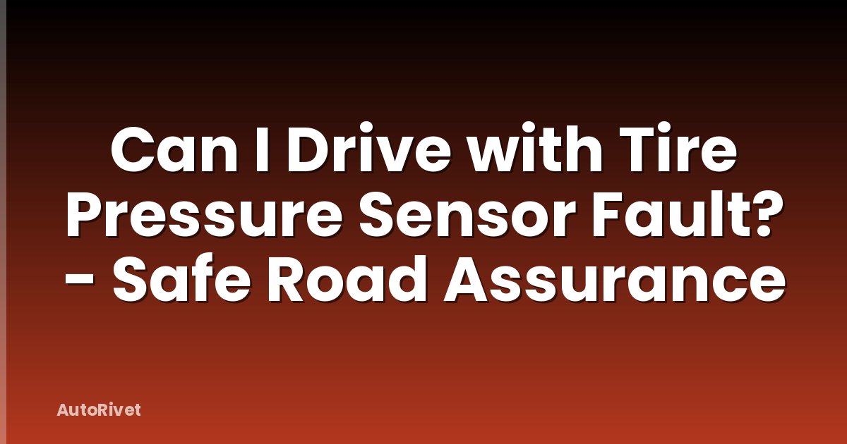 Can I Drive with Tire Pressure Sensor Fault? - Safe Road Assurance