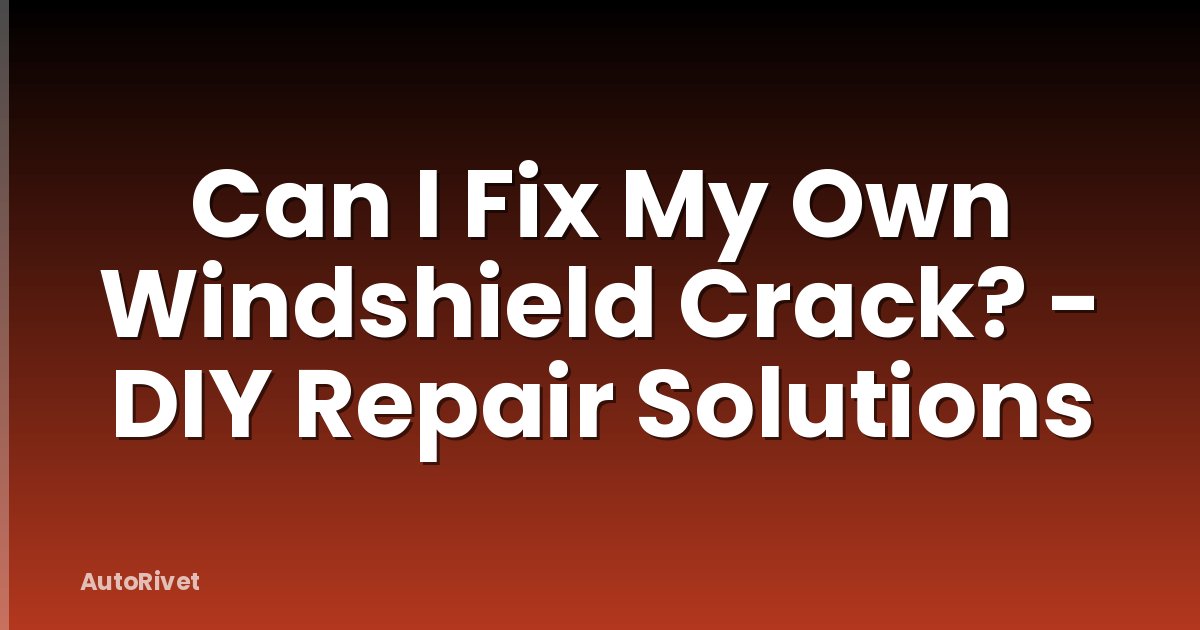Can I Fix My Own Windshield Crack? - DIY Repair Solutions