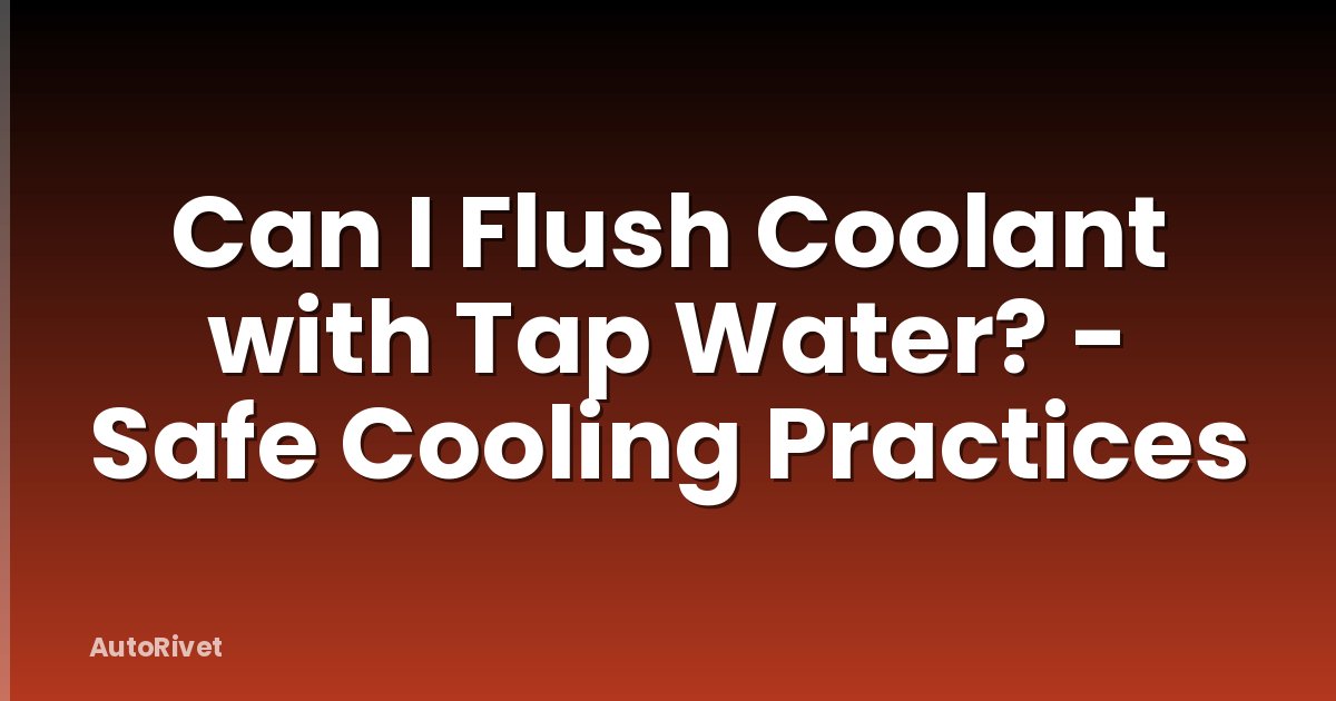 Can I Flush Coolant with Tap Water? - Safe Cooling Practices