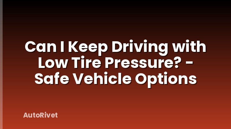 Can I Keep Driving with Low Tire Pressure? - Safe Vehicle Options