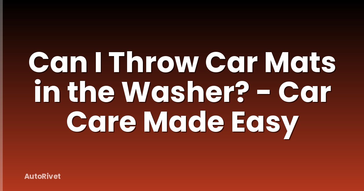 Can I Throw Car Mats in the Washer? - Car Care Made Easy