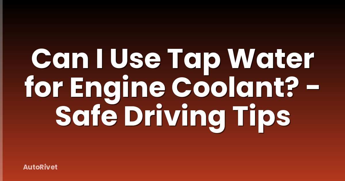 Can I Use Tap Water for Engine Coolant? - Safe Driving Tips