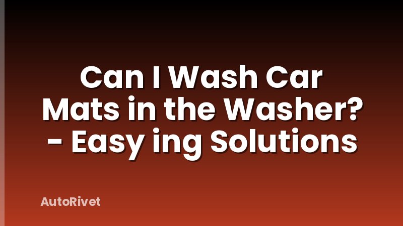 Can I Wash Car Mats in the Washer? - Easy ing Solutions