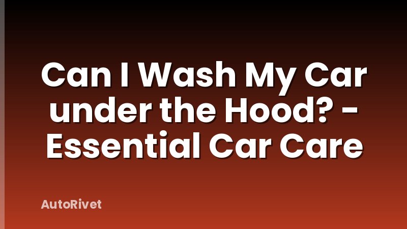 Can I Wash My Car under the Hood? - Essential Car Care