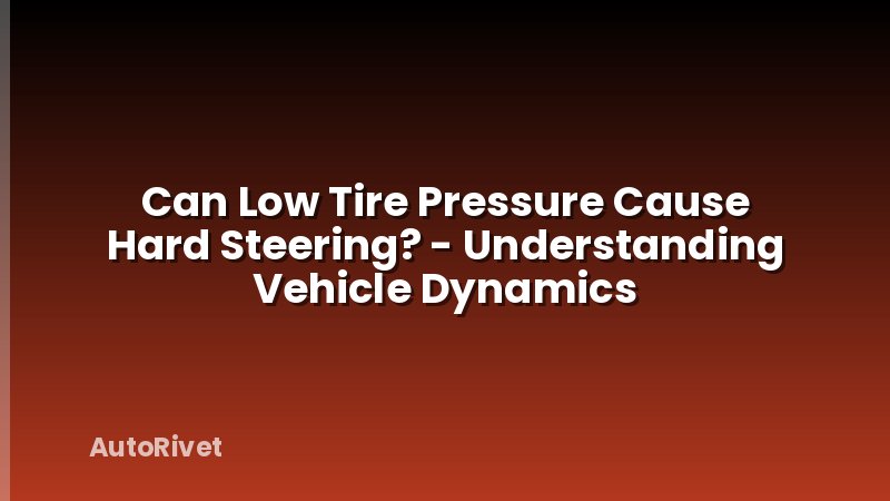 Can Low Tire Pressure Cause Hard Steering? - Understanding Vehicle Dynamics
