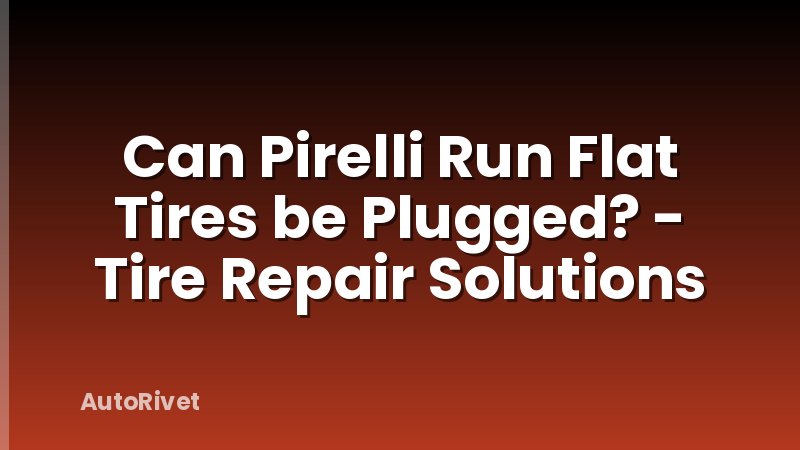 Can Pirelli Run Flat Tires be Plugged? - Tire Repair Solutions