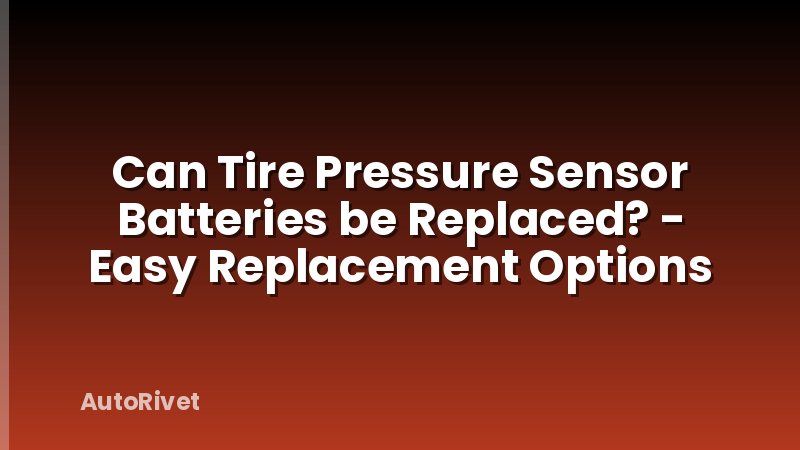 Can Tire Pressure Sensor Batteries be Replaced? - Easy Replacement Options