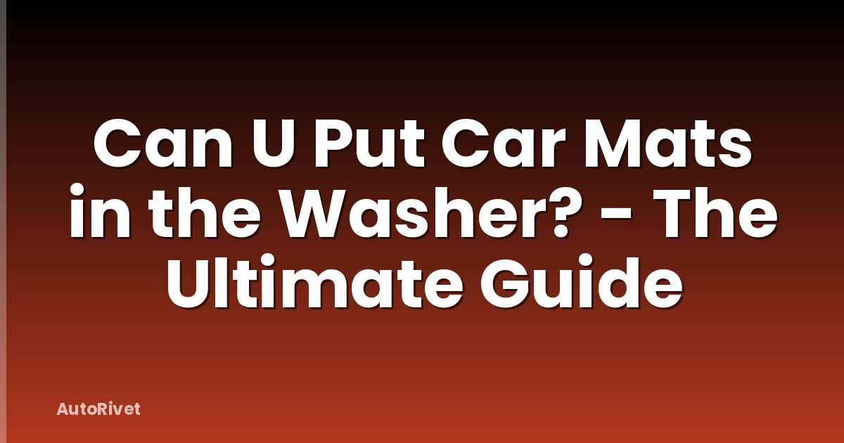 Can U Put Car Mats in the Washer? - The Ultimate Guide