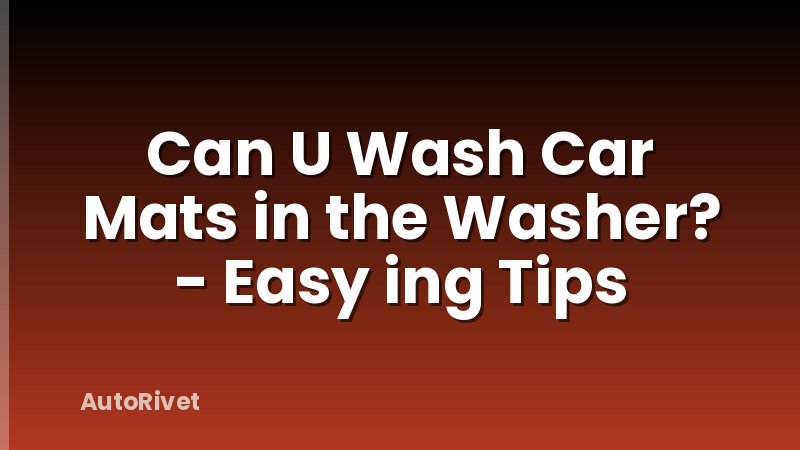 Can U Wash Car Mats in the Washer? - Easy ing Tips
