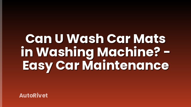 Can U Wash Car Mats in Washing Machine? - Easy Car Maintenance