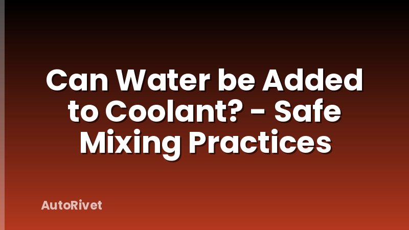 Can Water be Added to Coolant? - Safe Mixing Practices