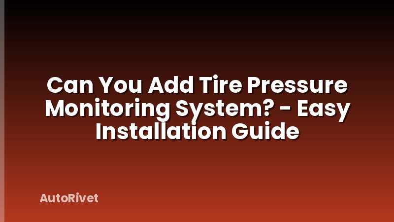 Can You Add Tire Pressure Monitoring System? - Easy Installation Guide
