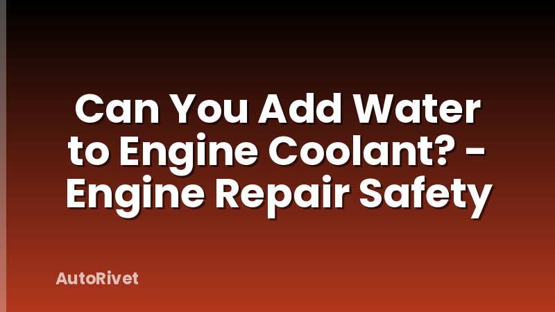Can You Add Water to Engine Coolant? - Engine Repair Safety