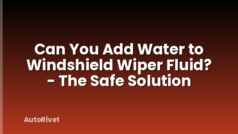 Can You Add Water to Windshield Wiper Fluid? - The Safe Solution