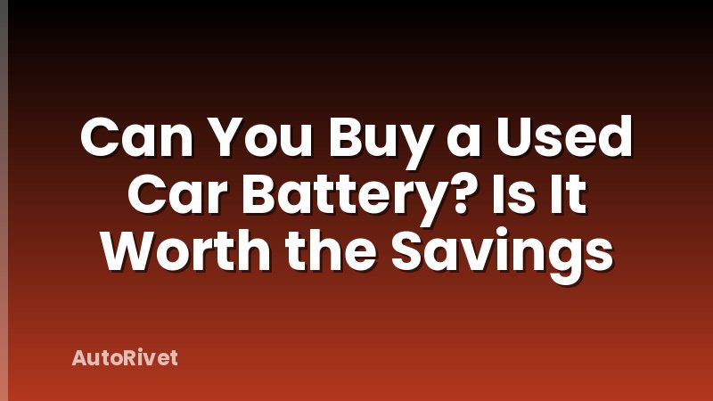Can You Buy a Used Car Battery? Is It Worth the Savings