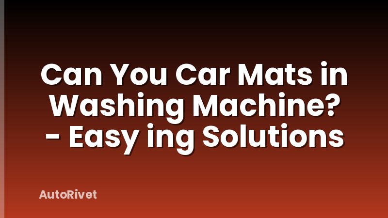 Can You Car Mats in Washing Machine? - Easy ing Solutions