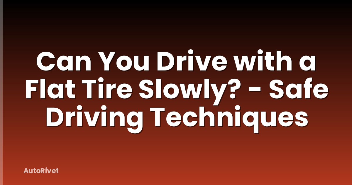 Can You Drive with a Flat Tire Slowly? - Safe Driving Techniques