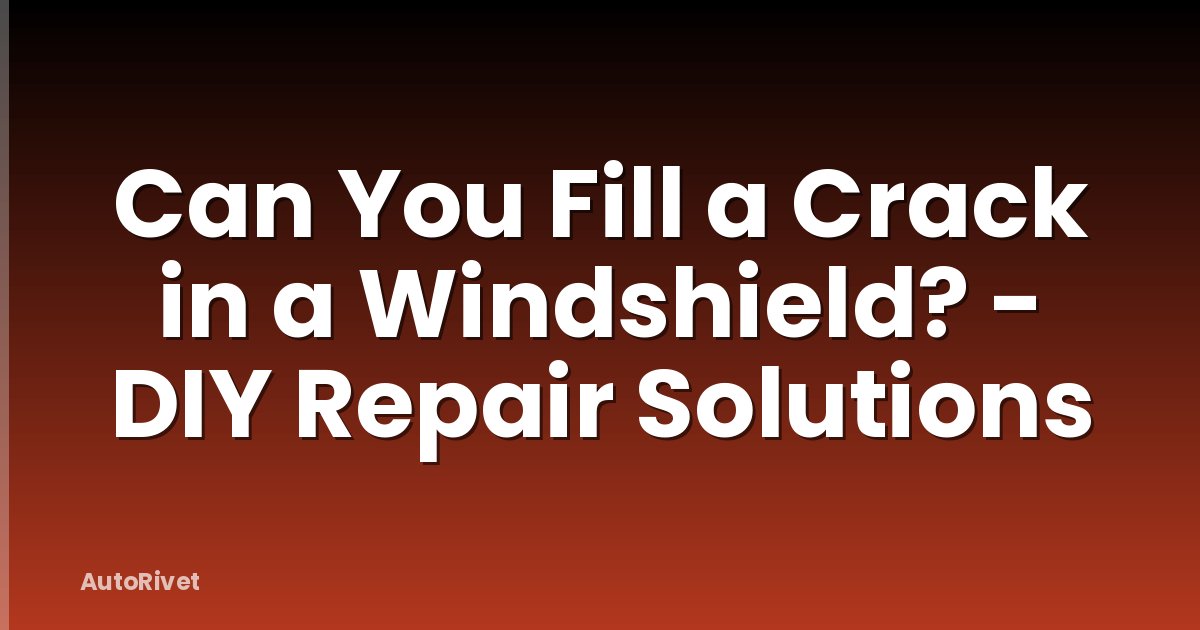 Can You Fill a Crack in a Windshield? - DIY Repair Solutions