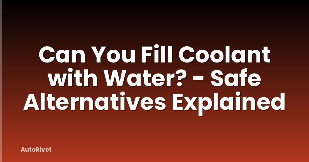 Can You Fill Coolant with Water? - Safe Alternatives Explained