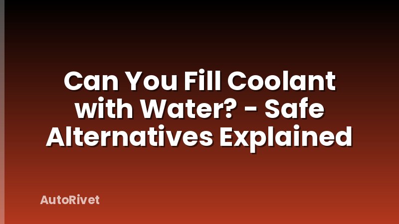 Can You Fill Coolant with Water? - Safe Alternatives Explained