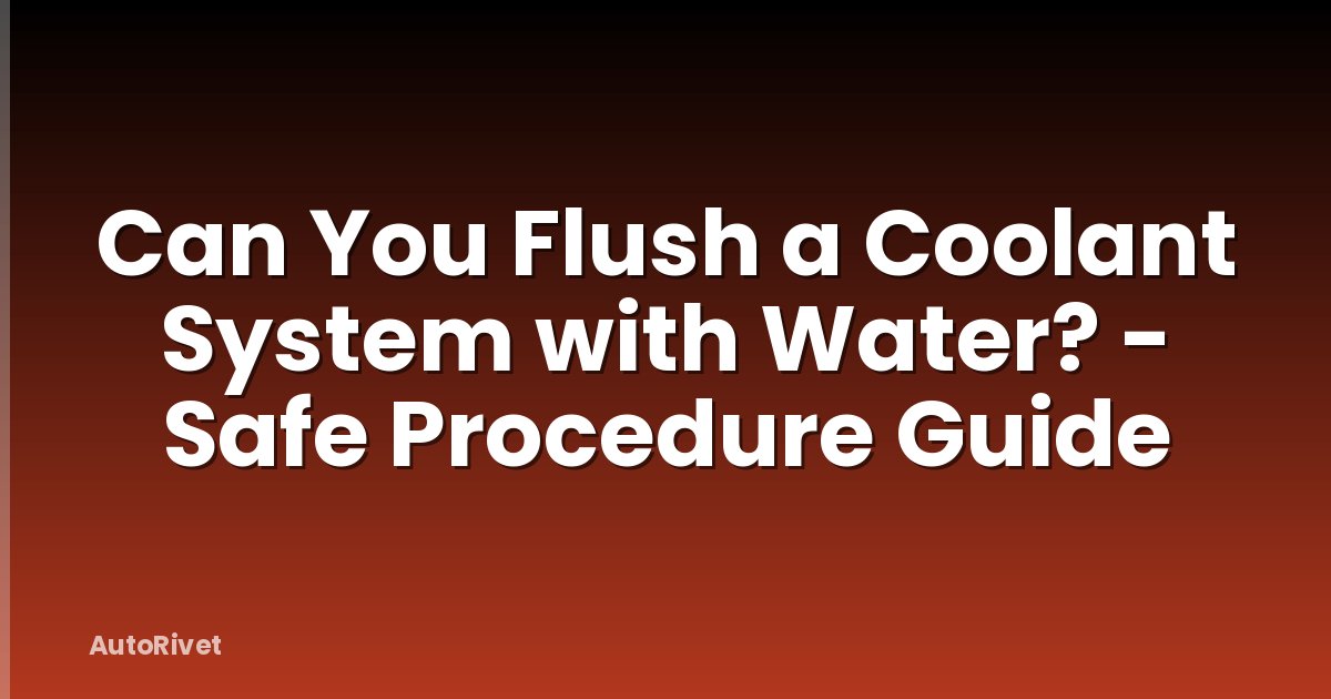 Can You Flush a Coolant System with Water? - Safe Procedure Guide