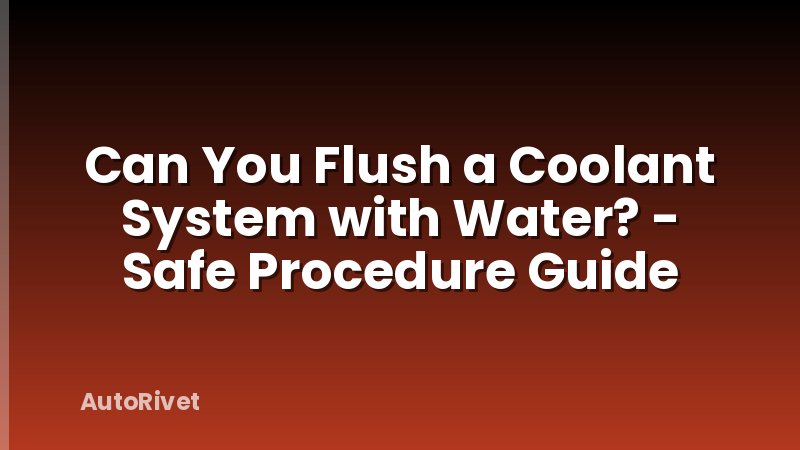 Can You Flush a Coolant System with Water? - Safe Procedure Guide