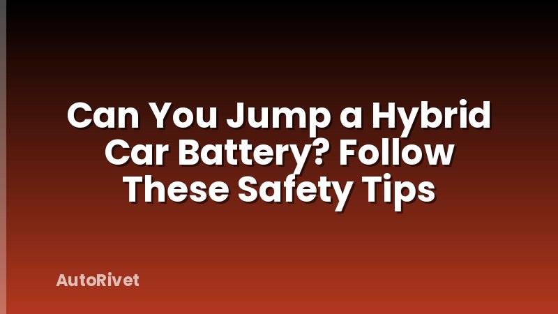 Can You Jump a Hybrid Car Battery? Follow These Safety Tips